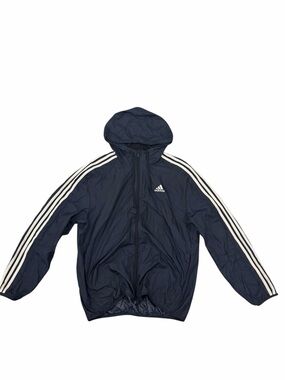 Adidas 3 Stripe Hooded Windbreaker Jacket Navy Size M